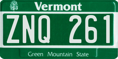 VT license plate ZNQ261