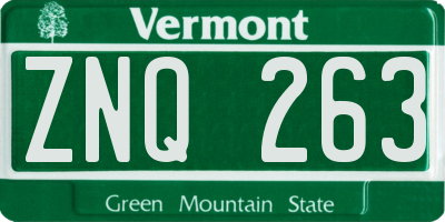 VT license plate ZNQ263