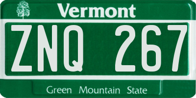 VT license plate ZNQ267