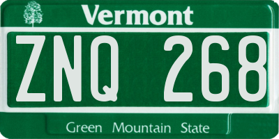 VT license plate ZNQ268