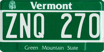 VT license plate ZNQ270