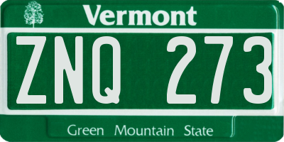 VT license plate ZNQ273