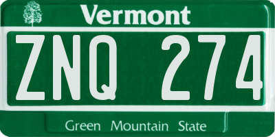 VT license plate ZNQ274