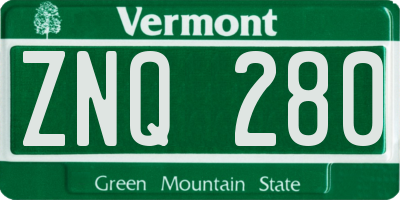 VT license plate ZNQ280