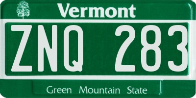 VT license plate ZNQ283
