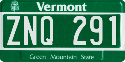 VT license plate ZNQ291