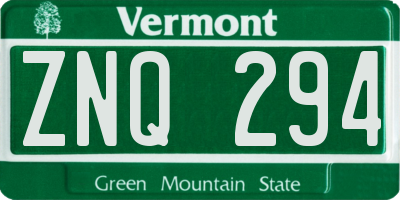 VT license plate ZNQ294