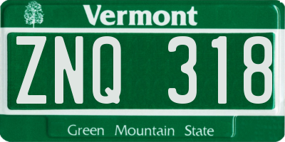 VT license plate ZNQ318