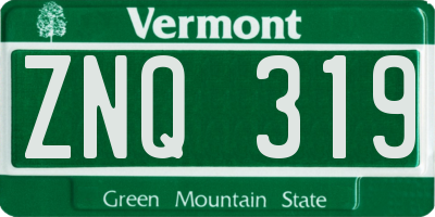 VT license plate ZNQ319