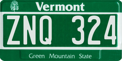 VT license plate ZNQ324