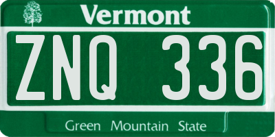 VT license plate ZNQ336