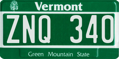 VT license plate ZNQ340