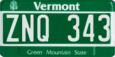VT license plate ZNQ343
