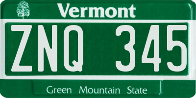 VT license plate ZNQ345