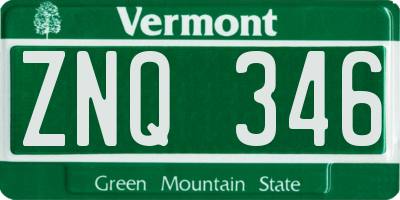 VT license plate ZNQ346