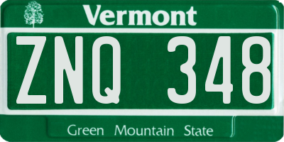 VT license plate ZNQ348