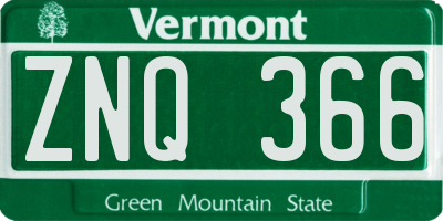 VT license plate ZNQ366