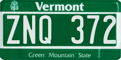 VT license plate ZNQ372