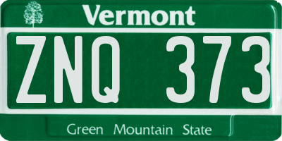 VT license plate ZNQ373