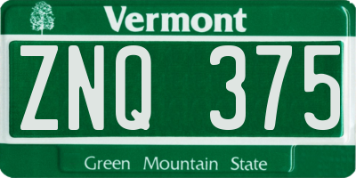 VT license plate ZNQ375