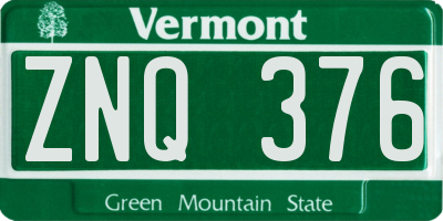 VT license plate ZNQ376