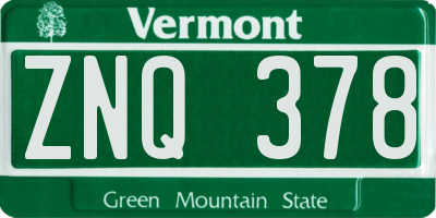 VT license plate ZNQ378