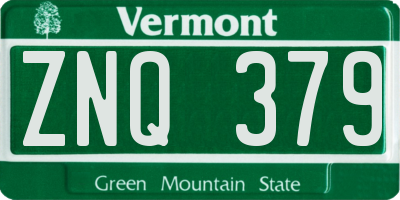 VT license plate ZNQ379