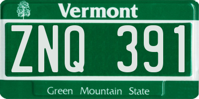 VT license plate ZNQ391