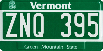 VT license plate ZNQ395