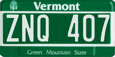 VT license plate ZNQ407