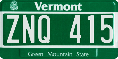 VT license plate ZNQ415