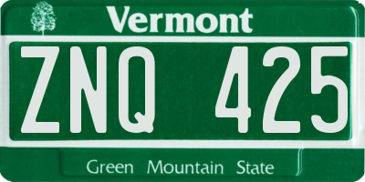 VT license plate ZNQ425