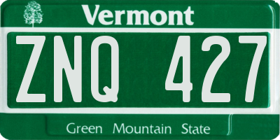 VT license plate ZNQ427
