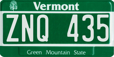 VT license plate ZNQ435