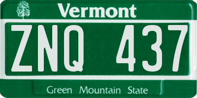 VT license plate ZNQ437