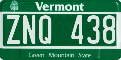 VT license plate ZNQ438