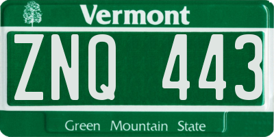 VT license plate ZNQ443