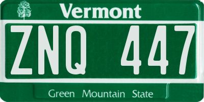 VT license plate ZNQ447
