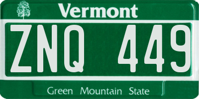 VT license plate ZNQ449