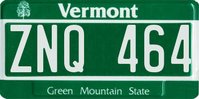 VT license plate ZNQ464