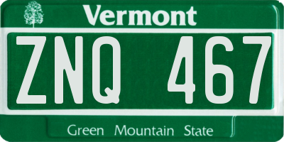 VT license plate ZNQ467