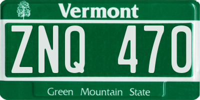 VT license plate ZNQ470
