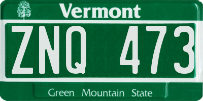 VT license plate ZNQ473