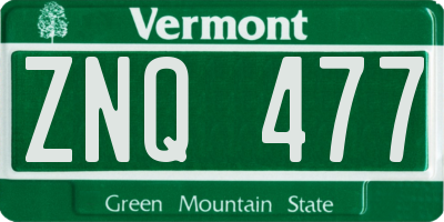 VT license plate ZNQ477