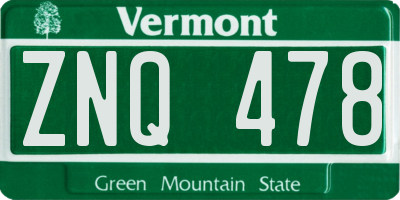 VT license plate ZNQ478