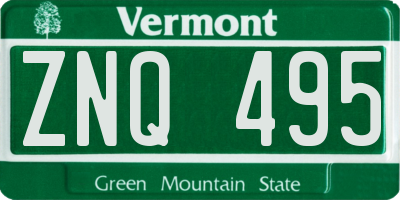 VT license plate ZNQ495