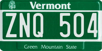 VT license plate ZNQ504
