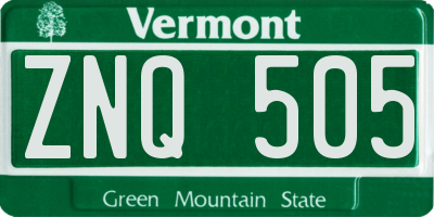 VT license plate ZNQ505