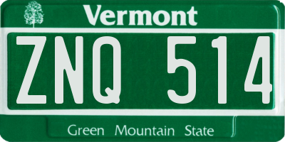 VT license plate ZNQ514