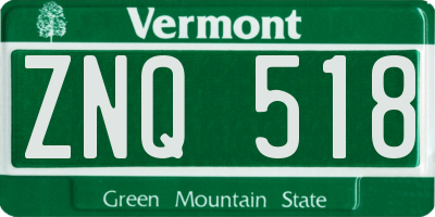 VT license plate ZNQ518